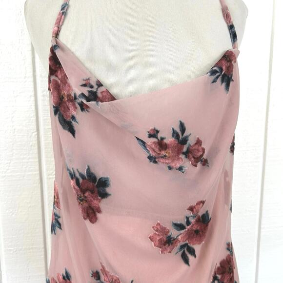 American Eagle Women Sleeveless Mini Pink Slip Dress Fairy Coquette Roses Medium - Picture 3 of 10